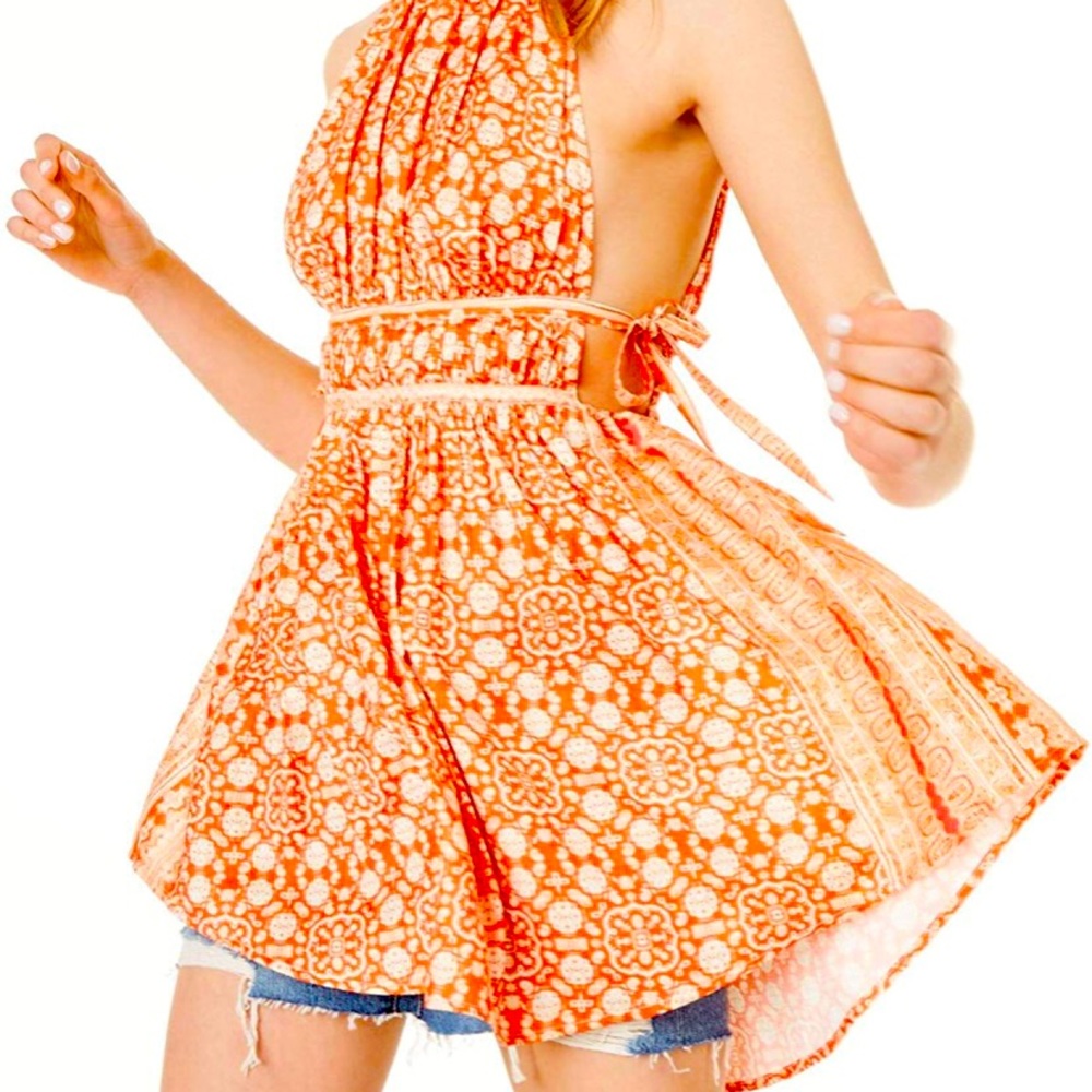 Free People Mid Summers Day halter tunic top sz XS